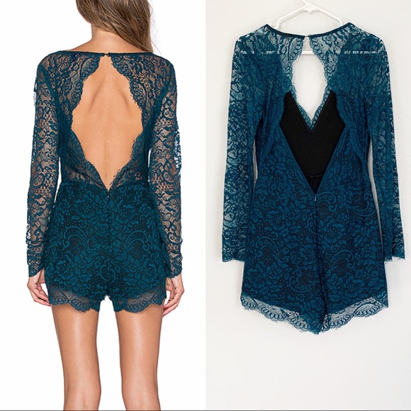 Lovers + Friends Eve Romper in Teal - Picture 2 of 8